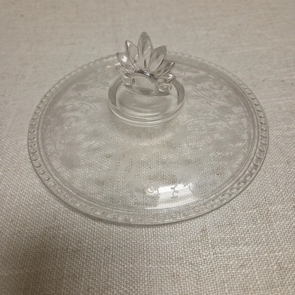 VINTAGE‎ GLASS  DIVIDED DISH WITH LID AND FLOWER DESIGNS-7